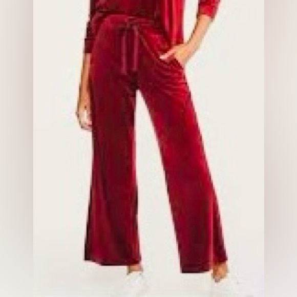 Lou & Grey Maroon Velvet Velour Pants Sweat Pants Jogger Size Med - Picture 1 of 3